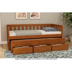 Imagem de Bicama Solteiro com 3 Gavetas em Madeira Maciça Oriente Avelã - Straub Web