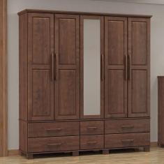 Imagem de Guarda-roupa Bipartido 5 Portas 6 Gavetas Ouro Café