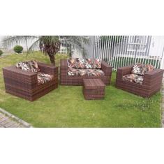 Imagem de Conjunto de Sofá Fibra Sintética Quadrado Aço - 1 Sofá 2L + 2 Poltrona