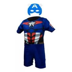 Imagem de Fantasia Infantil Capitão América com Enchimento e Máscara - SGB Modas