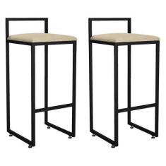 Imagem de Kit 02 Banquetas Altas Para Cozinha Sala de Jantar Hanna L02 Preto Sue