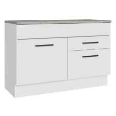 Imagem de Balcão De Pia Cozinha 1 Porta E 2 Gavetas (com Tampo) Branco Agata Madesa Branco