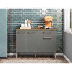 Imagem de Balcão de Cozinha 3 Portas 1 Gaveta 120cm Versalhes Kits Paraná Freijó/Gris