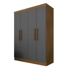 Imagem de Guarda Roupa Solteiro Mariah 4 Portas Boreal/grafit - Móveis Arapongas