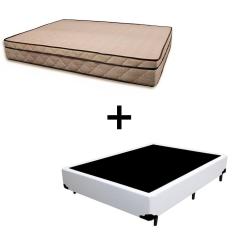 Imagem de Cama Box Casal 138 Tecido Sintético Branco Com Colchão Polônia Bello Box - D28 65x138x188