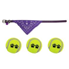 Imagem de Coleira Bandana Roxa Guizo Porte Pequeno Com Mordedor Sonoro