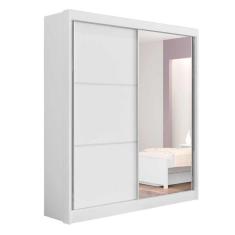 Imagem de Guarda Roupa Solteiro Com Espelho 2 Portas 3 Gavetas 100% Mdf Athenas D'doro:branco Branco