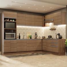 Imagem de Cozinha Completa de Canto Madesa Glamy 479001 com Armário e Balcão (sem Tampo e Pia) - Rustic
