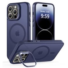 Imagem de VoBoEo Capa magnética para iPhone 14 Pro Max com suporte, compatível com Magsafe, câmera escondida embutida setembro d, proteção Mileeary, capa de telefone com sensação de pele para iPhone 14 Pro Max,