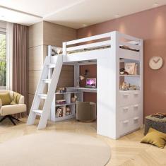 Imagem de Cama Office Infantil Multifuncional Com 6 Gavetas E Escrivani