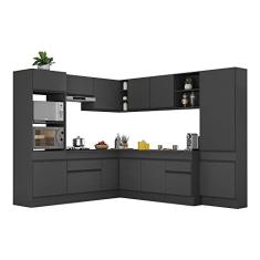 Imagem de Armário de Cozinha Completa de Canto com Rodapé Veneza Multimóveis V2082 Preto