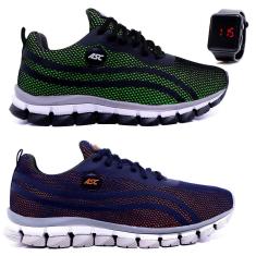 Imagem de Kit 2 Pares Tênis Masculino Ascension Lege 21 Verde e Azul Com Relógio-Masculino