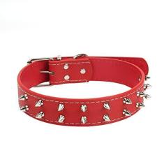 Imagem de Coleira de cachorro com rebites fivela ajustável couro PU coleiras chiques para cães de médio e grande porte