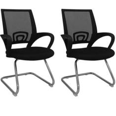 Imagem de Kit 2 Cadeiras de Escritório Interlocutor Tela Mesh Santiago Preto