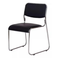 Imagem de Cadeira de escritório interlocutor fixa com base cromada W-21 Preta