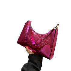 Imagem de Bolsa Metálica Sintética Crocodilo PU Pequena de Ombro/Mão - Bag, Rosa