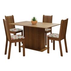 Imagem de Conjunto Jantar Madesa Luana Mesa Madeira 4 Cadeira Floral