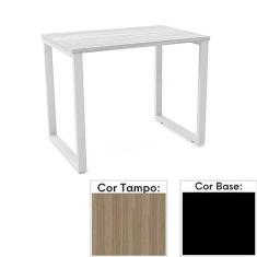 Imagem de Mesa de Escritório Pé Tubular Pe25 em Mdp 90 x 45 cm Cor Noce Naturalle e Base Preta