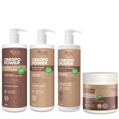 Imagem de Kit Crespo Power com Co Wash 1L, Condicionador 1L, Máscara 500g e Creme de Pentear 1L Apse Cosmétics - 4 Itens