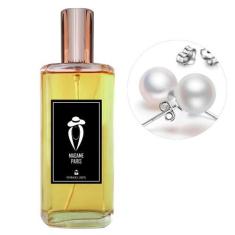 Imagem de Perfume Feminino Madame Paris + Brinco Prata Pérola - Essência do Bras