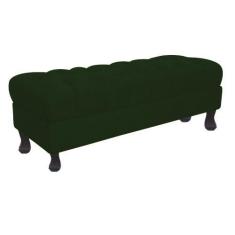 Imagem de Recamier Baú Luis Xv Capitonê Retrô 180cm Suede Verde Pés Madeira Ms D