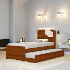 Imagem de Cama Bibox Solteiro Luiza Cinamomo e Off com 02 Colchões