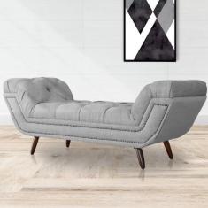 Imagem de Recamier Calçadeira Estofado Sienna Casal 140 Cm Linho Cinza - Lm Deco