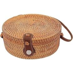Imagem de Bolsa De Bambu Redonda Feminina Com Alça Fixa Transversal Forrada Verão
