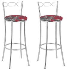 Imagem de Kit 2 Banquetas Cromadas Bc51-a E509 Cromado/Vermelho