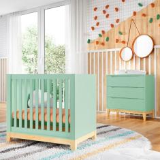 Imagem de Quarto De Bebê Retrô Berço Médio E Cômoda Amor Perfeito