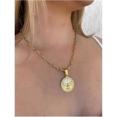 Imagem de Cordão Feminino + Pingente 6mm Tijolinho Banhado Ouro 18k