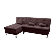Imagem de Sofá-Cama Casal 3 Lugares com Chaise Nice Suede Marrom