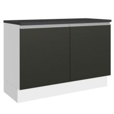 Imagem de Balcão de Pia Cozinha 100% mdf 120 cm 2 Portas Branco/Preto Acordes Madesa