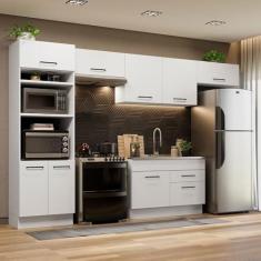 Imagem de Cozinha Completa Madesa Agata 350001 com Armário e Balcão (sem Tampo e Pia) - Branco