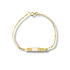 Imagem de Pulseira ouro 18k piastrine plaquinha nome bebê infantil