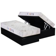 Imagem de Conjunto Box Baú Solteiro: Colchão Espuma Luckspuma D33 Supreme Floral + Base CRC Suede Black(88x188)