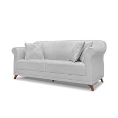 Imagem de Sofá 2 Lugares Pé de Madeira Julieta 180 cm Linho Grigio S04 - D'Rossi