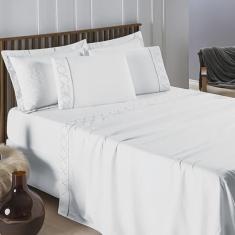 Imagem de Jogo de Lençol Bordado Titanium Queen 4 Peças Barato - Rosa