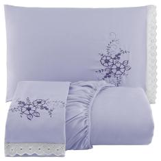 Imagem de Jogo de Cama Lençol Queen Bordado Advance 3 Peças - Lilás
