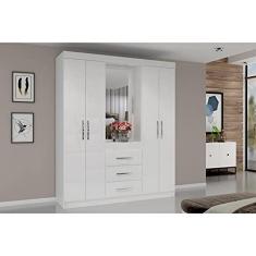 Imagem de Guarda Roupa Casal com Espelho 5 Portas Itapema Mapi Móveis Branco