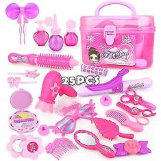 Imagem de 25 Dress-up Brinquedos de Maquiagem Infantil Rosa Princesa Cabeleireiro