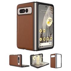 Imagem de Eastcoo Capa fina para Google Pixel Fold 5G (2023), [couro durável + parte traseira rígida de policarbonato] [suporte para carregamento sem fio] Capa protetora ultrafina à prova de choque para Google