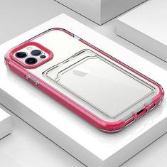 Imagem de 3 em 1 Carteira de proteção capa de telefone de silicone macio para iphone 14 13 7 8 Plus X XS 12 XR MAX 11 Pro SE 2 Capa transparente, rosa vermelha, para iphone 11Pro