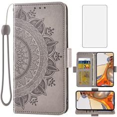 Imagem de Asuwish Capa carteira compatível com Xiaomi Mi 11T/Mi11T Pro 5G e protetor de tela de vidro temperado porta-cartão de crédito flip bolsa alça de pulso suporte para celular para Mi11TPro T11 G5
