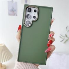 Imagem de Capa de telefone transparente de metal acrílico fosco à prova de choque para Samsung Galaxy S23 Plus S24 Ultra capa de proteção de câmera, verde escuro, para Samsung S23