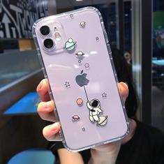 Imagem de Capa de telefone Astronauta Star Space bonito dos desenhos animados para iPhone 11 13 Pro MAX XS XR X 12 7 8 Plus Transparente Soft TPU Capa traseira à prova de choque, espaço para pendurar, iPho
