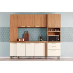Imagem de Cozinha Compacta B126 11 Portas e 2 Gavetas 236cm Nature/Off White - Henn