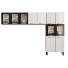 Imagem de Kit De Cozinha Modulada 3 Peças Evidence (2 Armários + 1 Paneleiro) Cpt54 Branco/Preto - Bertolini