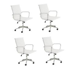 Imagem de Conjunto 4 Cadeiras Poliuretano Office Sevilha Rivatti Móveis Branco