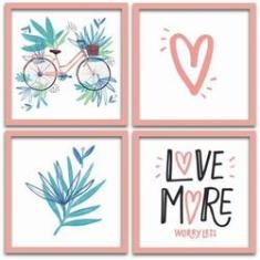 Imagem de Conjunto Quadros Decorativos 4 peças 25x25 Love More